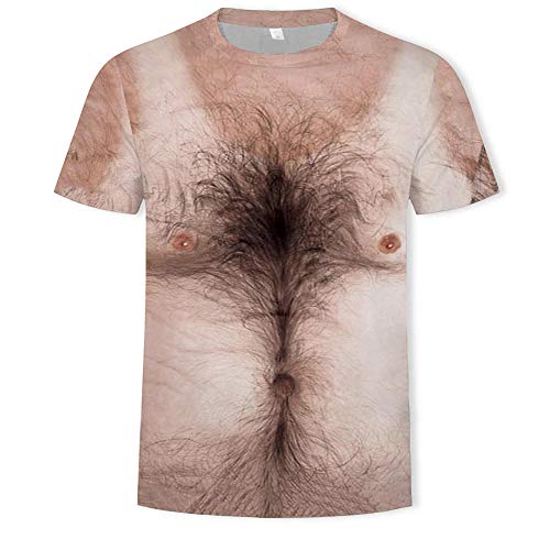Herren Tshirt Muskel Brusthaar 3D-Druck Sommermode T-Shirt Kurzärmelige T-Shirt Herren- Und Damenoberteile-Tx-04_XXL von BLOMDE