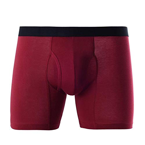 Herren Unterhosen Mann Unterhose Big Men Boxer Lange Unterwäsche Baumwolle Plus Size Boxershorts Shorts (2er Pack)-Weinrot_US Größe XL von BLOMDE