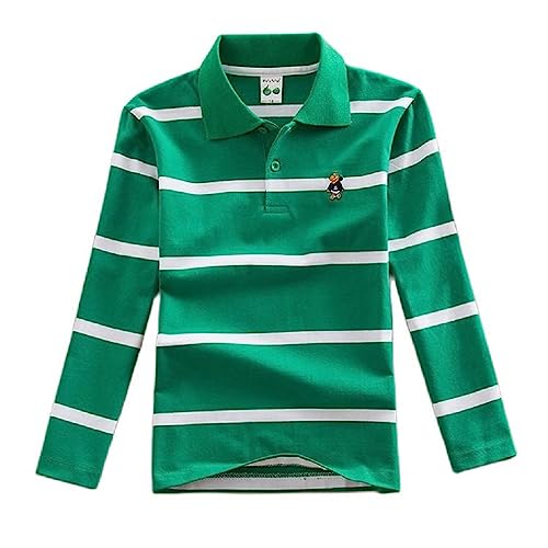 Langarm-Poloshirt für Jungen und Mädchen, Baumwolle, gestreift, für Kinder, Hemden, Jungen, T-Shirt, Uniform, Schulkleidung., F, 5 Jahre Langarm-Poloshirt für Jungen und Mädchen, Baumwolle, gestreift, für Kinder, Hemden, Jungen, T-Shirt, Uniform, Schulkleidung., F, 5 Jahre von BLOSSOMLIFE