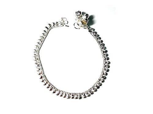 BLUSUPERSHOP 1 Knöchelarmband Art 10el Fußkettchen 25cm SNAKE Bad Silber Indische Messing nass Geschenk Amulett Hörner Flügel, 25 cm, Messing Silber von BLUSUPERSHOP