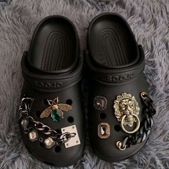 Punk Clog Charms 6Er Set Mit Kette, Löwenkopf Cooles Accessoires Schuhanhänger Schuhdekoration Geschenk Für Frauen Männer Mädchen Jungen Diy Charm von BLXXs