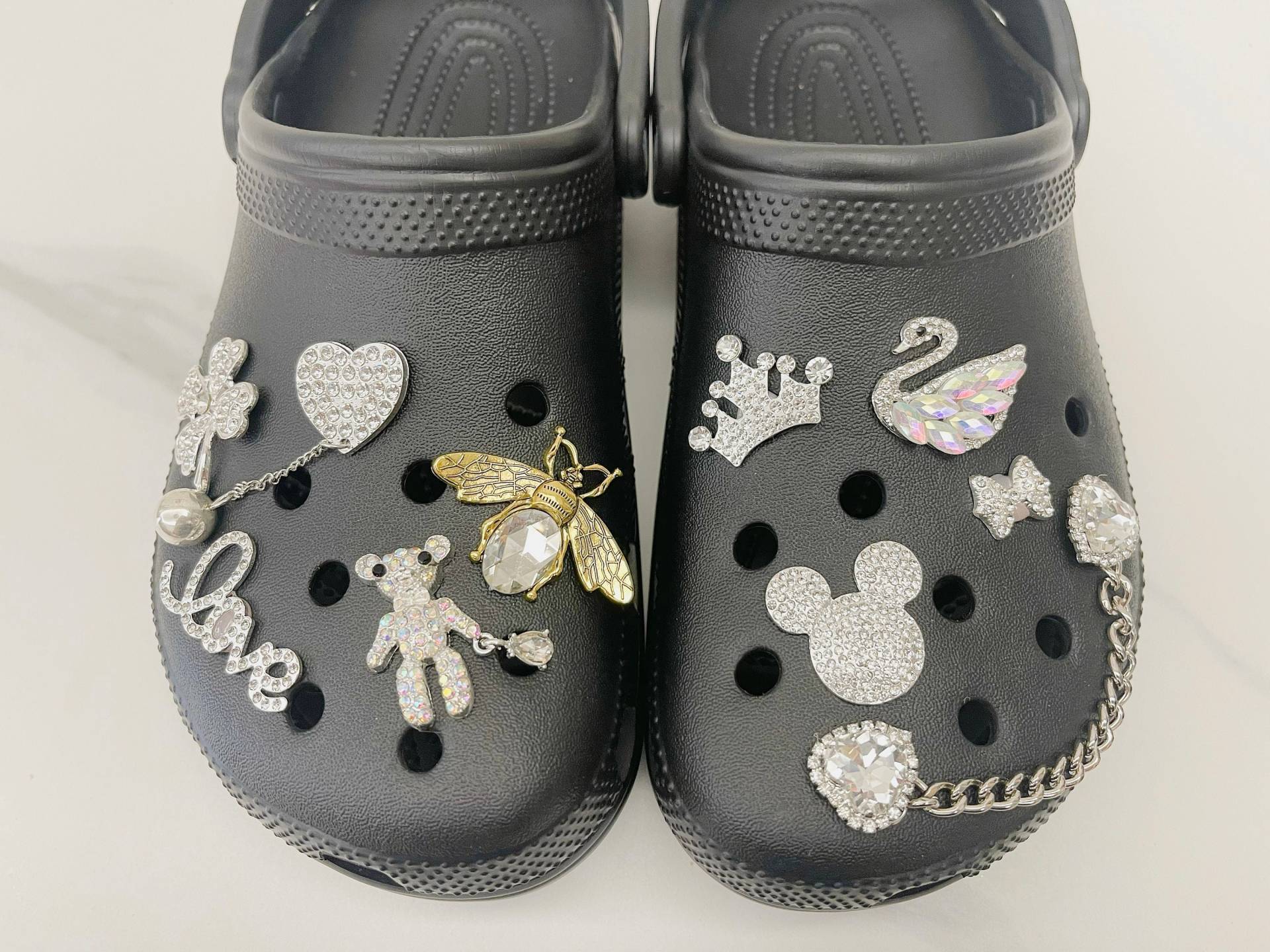 Schuh Charms Set Von 10 Mit Kette, Bling Bear Biene Herz Charm Zubehör Für Clog, Dekoration Geschenk Mädchen Frauen von BLXXs