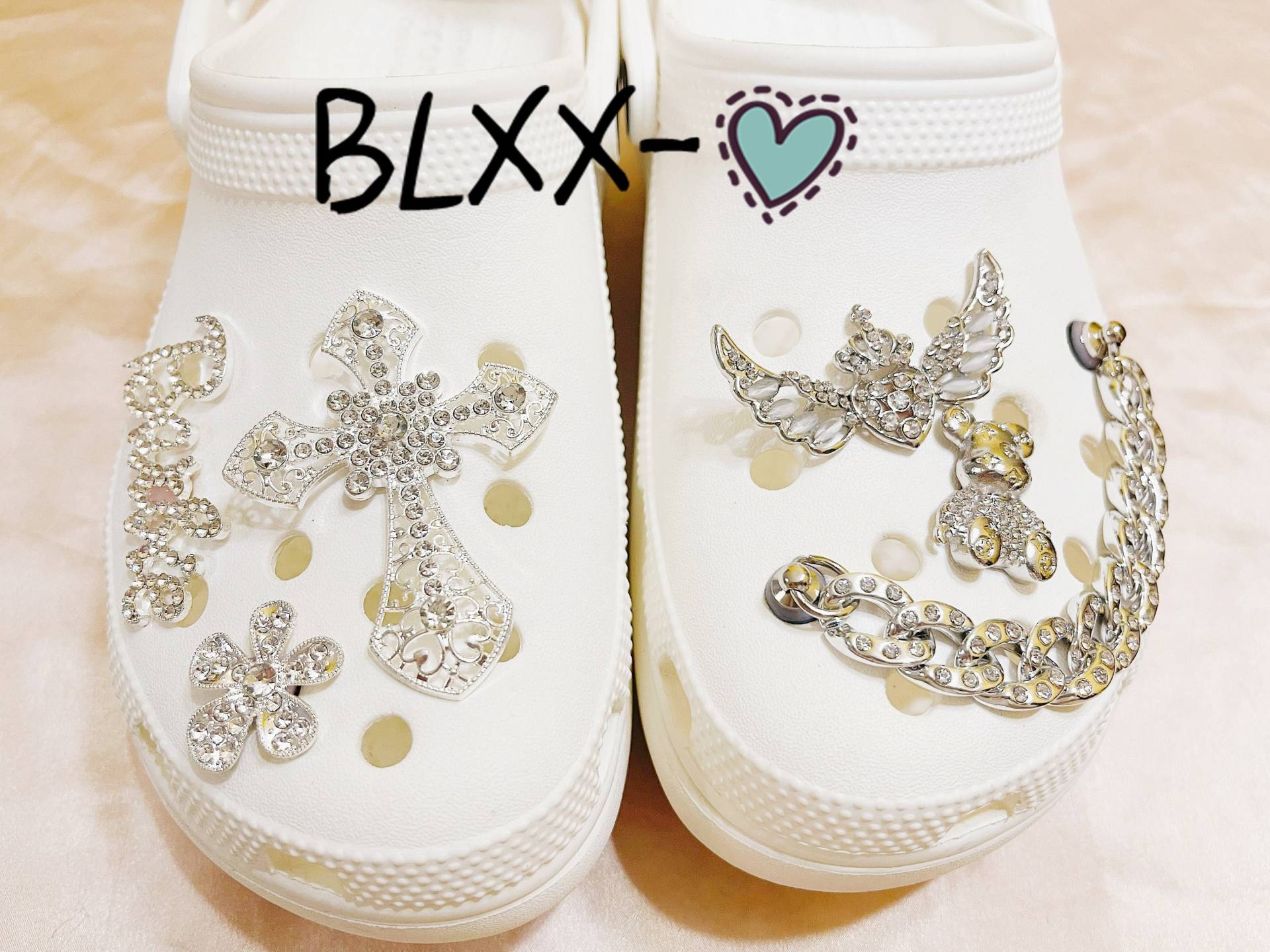 Schuh Charms Set Von 6 Mit Kette, Kreuz Bär Charm Zubehör Für Clog Dekoration Geschenk Mädchen Frauen von BLXXs