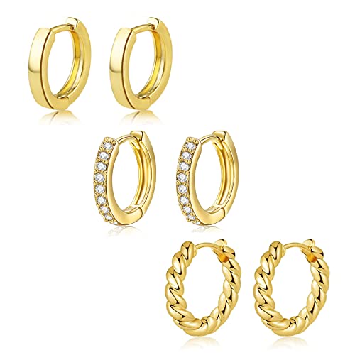 3–7 Paar Huggie-Creolen in Silber/Gold für Frauen, quadratisch, knorpelige Hoops, kleine klobige Ohrring-Sets für mehrere Piercings von BMMYE