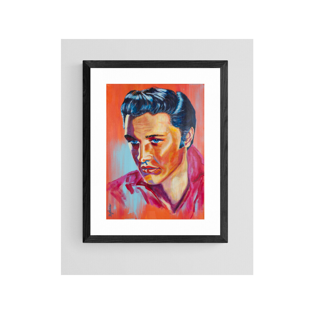 Kunstdruck Elvis vom Original Acrylbild, gerahmt 30x40cm von BMS.ART