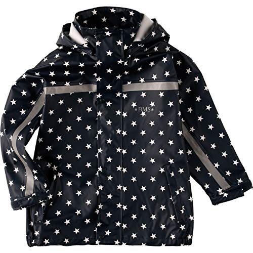 BMS Buddeljacke, Regenjacke für Kinder mit Abnehmbarer Kapuze in Marine + Sterne Größe 116 von BMS