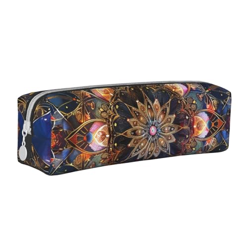 BNVSADC Rechteckiges Federmäppchen mit Mandala-Kunstdruck, Leder-Federmäppchen mit Reißverschluss, für Schule, Büro, Reisen, weiß, Einheitsgröße, Kosmetiktasche BNVSADC Rechteckiges Federmäppchen mit Mandala-Kunstdruck, Leder-Federmäppchen mit Reißverschluss, für Schule, Büro, Reisen, weiß, Einheitsgröße, Kosmetiktasche von BNVSADC