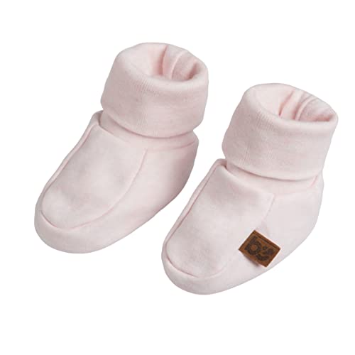 BO BABY'S ONLY - Melange Booties - Gestrickte Babyschuhe - 3-6 Monate - Schuhe für Mädchen - GOTS-zertifiziert - 100% Biologische Baumwolle - Klassisch Rosa von BO BABY'S ONLY