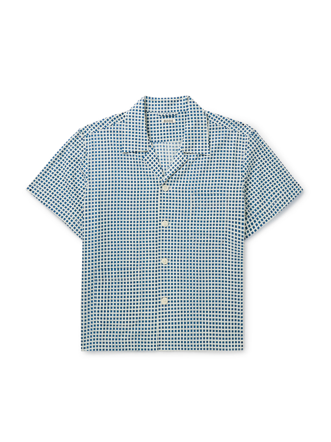 BODE - Hyannis Camp-Collar Checked Cotton-Voile Shirt - Men - Blue - XXL von BODE