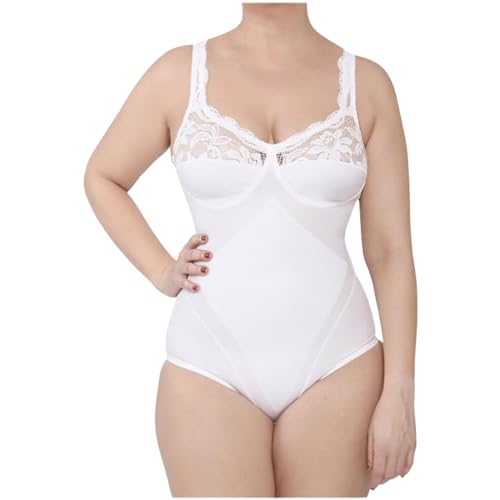 BODYPERFECT Damen Shapewear Formender Body Taillenformer Korselett damen Miederbody Shaping Bodysuit Made in Italy (Weiß, XL) von BODYPERFECT