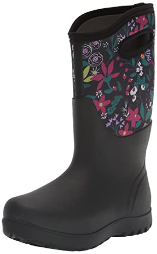 BOGS Damen Neo-Classic Stiefel Gummistiefel, Cartoon Blumendruck-Schwarz, 38 EU von BOGS