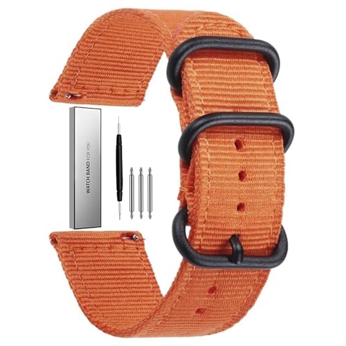 BOLEXA 18mm 20mm 22mm 24mm Quick Release Nylon Armband Uhr Armband for Frauen Männer Armband (Color : Orange, Size : 18mm) von BOLEXA