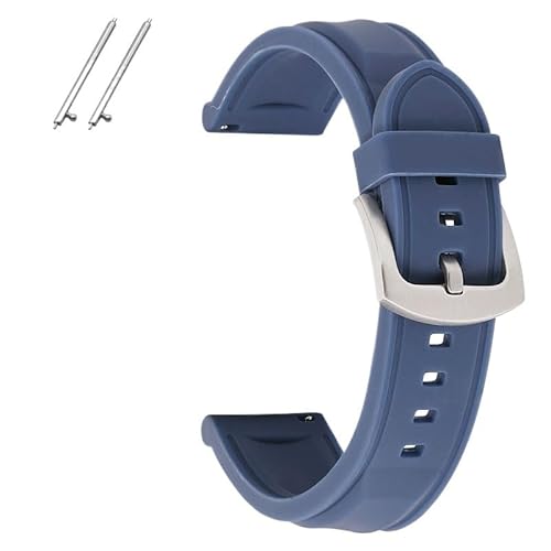 BOLEXA Silikonarmband 18mm 20mm 22mm 24mm Armband Wasserdicht Sport Silikon Strap Quick Release Gummi Armbanduhr Band Gürtel Armband (Color : Blue (silver buckle), Size : 18mm) von BOLEXA