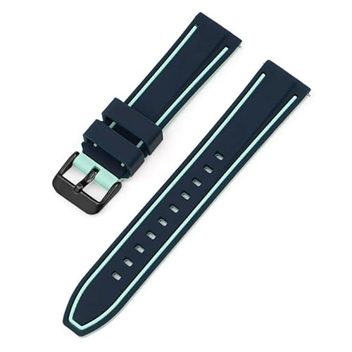 BOLEXA Silikonarmband 20mm 22mm 24mm 26mm Silikon Armband Quick Release Sport Gummi Uhr Band Strap Frauen Männer Handgelenk armband Gürtel (Color : Blue-black, Size : 20mm) von BOLEXA