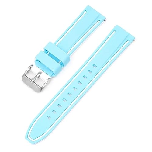 BOLEXA Silikonarmband 20mm 22mm 24mm 26mm Silikon Armband Quick Release Sport Gummi Uhr Band Strap Frauen Männer Handgelenk armband Gürtel (Color : Lake Blue White, Size : 22mm) von BOLEXA