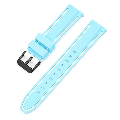 BOLEXA Silikonarmband 20mm 22mm 24mm 26mm Silikon Armband Quick Release Sport Gummi Uhr Band Strap Frauen Männer Handgelenk armband Gürtel (Color : Lake Blue WhiteA, Size : 20mm) von BOLEXA