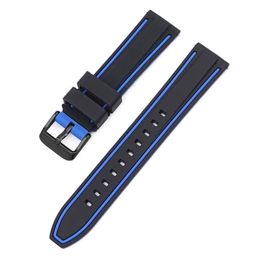 BOLEXA Silikonarmband 20mm 22mm 24mm 26mm Silikon Armband Quick Release Wasserdichte Sport Gummi Uhr Band Strap Frauen Männer handgelenk Armband Gürtel (Color : Black Blue H, Size : 20mm) von BOLEXA