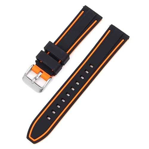 BOLEXA Silikonarmband 20mm 22mm 24mm 26mm Silikon Armband Quick Release Wasserdichte Sport Gummi Uhr Band Strap Frauen Männer handgelenk Armband Gürtel (Color : Black Orange Y, Size : 26mm) von BOLEXA