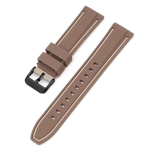 BOLEXA Silikonarmband 20mm 22mm 24mm 26mm Silikon Armband Quick Release Wasserdichte Sport Gummi Uhr Band Strap Frauen Männer handgelenk Armband Gürtel (Color : Dk Brown Lt Brown H, Size : 20mm) von BOLEXA