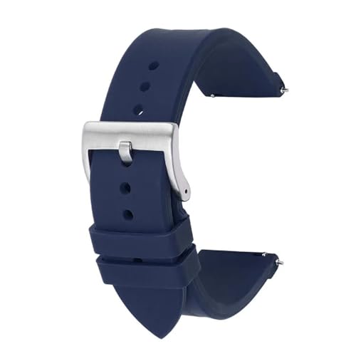 BOLEXA Silikonarmband Schnellverschluss-Silikon-Uhrenarmband, 20 mm, 22 mm, weiches Gummi, Sport-Smartwatch-Armband, Handgelenk-Armband (Color : Bao Blue silver BC, Size : 20mm) von BOLEXA