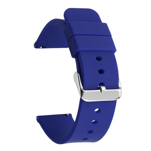 BOLEXA Silikonarmband Schnellverschluss-Uhrenarmband for aktive Uhr, 14/16/18/19/20/21/22/24 mm, Gummiband, for Damen und Herren, Ersatzarmband (Color : Dark Blue silver BK, Size : 18mm) von BOLEXA