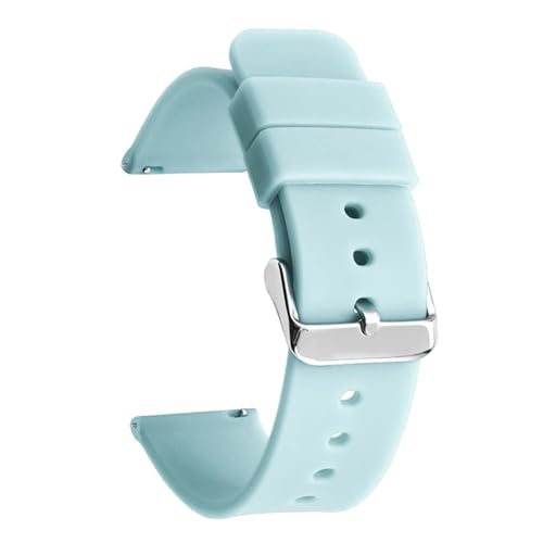 BOLEXA Silikonarmband Schnellverschluss-Uhrenarmband for aktive Uhr, 14/16/18/19/20/21/22/24 mm, Gummiband, for Damen und Herren, Ersatzarmband (Color : Lake Blue silver BK, Size : 19mm) von BOLEXA