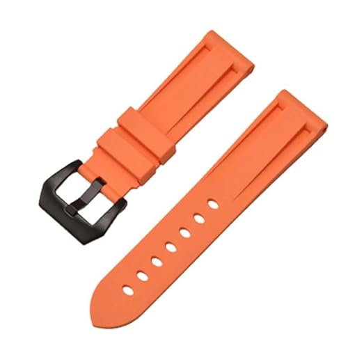 BOLEXA Silikonarmband Silikon Weiche Uhr Band 20mm 22mm 24mm 26mm Universal Armband for Männer Frauen Sport Handgelenk Band gummi Armband Zubehör (Color : Orange black, Size : 20mm) von BOLEXA