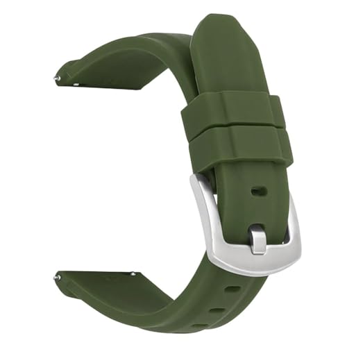 BOLEXA Silikonarmband Universal Sport Silikon Uhr Band 20mm 22mm 24mm 26mm Quick Release Gummi Armband Frauen Männer armband Gürtel (Color : Army Green (Silver), Size : 20mm) von BOLEXA