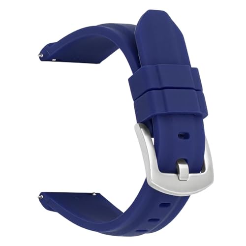 BOLEXA Silikonarmband Universal Sport Silikon Uhr Band 20mm 22mm 24mm 26mm Quick Release Wasserdichte Gummi Armband Frauen Männer armband Gürtel (Color : Blue (Silver), Size : 24mm) von BOLEXA