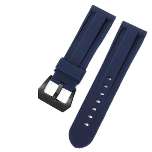 BOLEXA Silikonarmband Weiches Silikon Sport Armband 22mm 24mm 26mm Gummi Wasserdicht Frauen Männer Ersatz Armband Band Strap Uhr Zubehör (Color : Blue (black clasp), Size : 26mm) von BOLEXA