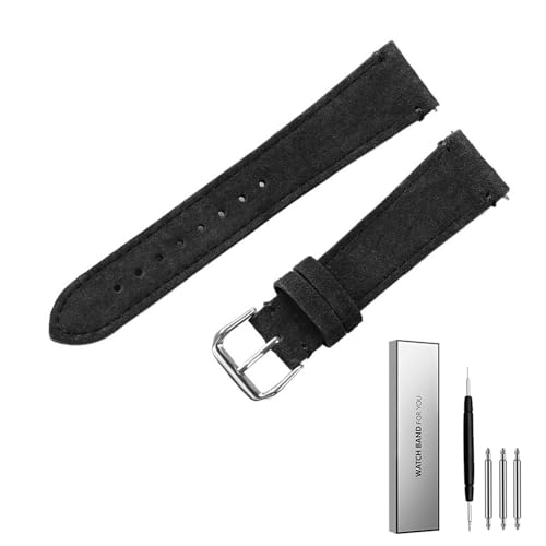 BOLEXA Uhrenarmbänder aus weichem Wildleder, 20 mm, 22 mm, Sport-Armband, Schnellverschluss-Armbänder (Color : 20mm, Size : grau) von BOLEXA