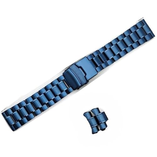 BOLEXA edelstahl uhrenarmband Edelstahlarmband, 18 mm, 20 mm, 22 mm, 24 mm, Faltschließe, gebogenes Ende, for Herren und Damen, Metall-Uhrenarmband, Zubehör (Color : Blau, Size : 20mm) von BOLEXA