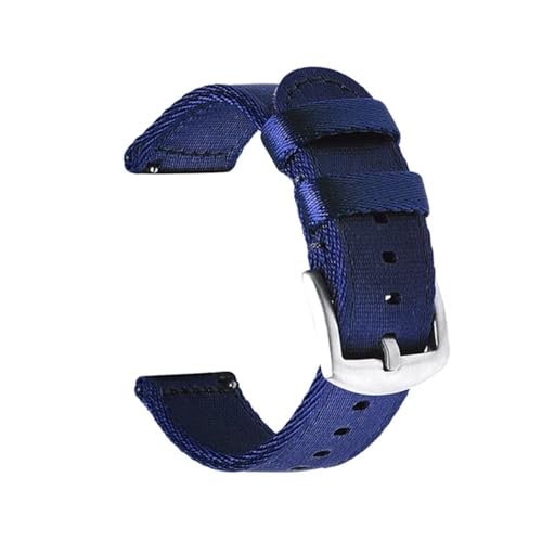 BOLEXA nato strap 18/20/22/24 mm robustes Nylonband, Schnellverschluss, Ersatz-Uhrenarmbänder for Männer und Frauen Nylon Uhrenarmbänder (Color : Navy blue sivler, Size : 22mm) von BOLEXA