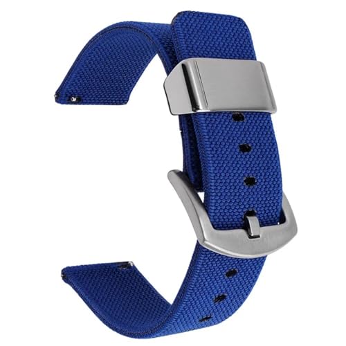 BOLEXA nato strap 18 mm 20 mm 22 mm 24 mm Nylon-Uhrenarmband for Herren und Damen, Sport-Schnellverschluss-Elastikarmband Nylon Uhrenarmbänder (Color : Blue-silver, Size : 22mm) von BOLEXA