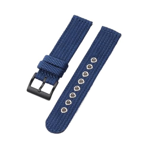 BOLEXA nato strap 18 mm 20 mm 22 mm Canvas-Nylonarmband, universelles Ersatzarmband, atmungsaktives Uhrenarmband, Schnellverschlussgürtel Nylon Uhrenarmbänder (Color : Blue-Black, Size : 22mm) von BOLEXA