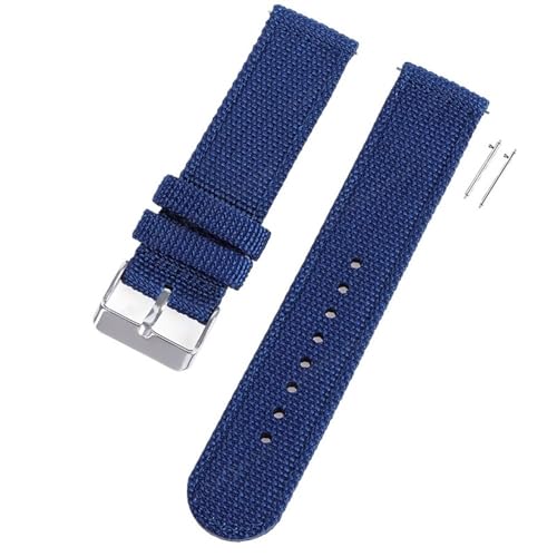 BOLEXA nato strap 18 mm 20 mm 22 mm Canvas-Nylonarmband, universelles Ersatzarmband, atmungsaktives Uhrenarmband, Schnellverschlussgürtel Nylon Uhrenarmbänder (Color : Blue-SilverA, Size : 22mm) von BOLEXA