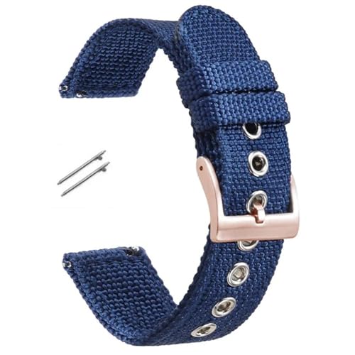 BOLEXA nato strap 18mm 20mm 22mm Nylon Quick Release Armband Armband Zubehör Ersatz Handgelenk Band Männer Frauen Sport uhr gürtel Universal Nylon Uhrenarmbänder (Color : Blue-rose gold, Size : 22mm von BOLEXA