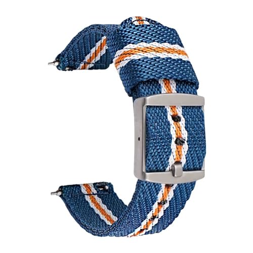 BOLEXA nato strap 20 mm Schnellverschluss-Nylonbänder, gewebtes Canvas-Armband, Ersatz for Damen und Herren, Sport-Armband Nylon Uhrenarmbänder (Color : Blue whtie, Size : 22mm) von BOLEXA