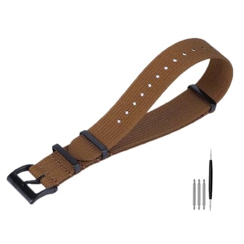 BOLEXA nato strap 20mm 22mm Nylon Uhrenarmband Canvas Handgelenk Band Gürtel Männer Frauen Sport Strap Stoff Armband Ersatz Nylon Uhrenarmbänder (Color : Brown-01, Size : 22mm Width) von BOLEXA