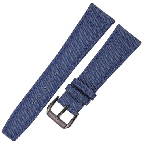 BOLEXA nato strap Canvas Nylon + Echtes Leder Armband 20mm 21mm 22mm Schwarz Grün Blau Damen Herren Uhrenarmband mit Dornschließe Nylon Uhrenarmbänder (Color : Blue Black Buckle, Size : 20mm) von BOLEXA