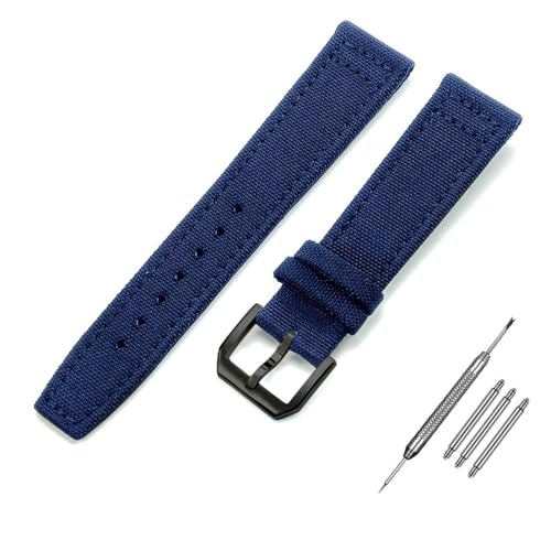 BOLEXA nato strap Nylon-Armband, 20 mm, 21 mm, 22 mm, Canvas-Armband, Stoff-Uhrenarmband, Faltschließe, Dornschließe, Leder-Ersatzarmband Nylon Uhrenarmbänder (Color : Blue-black, Size : 21mm) von BOLEXA