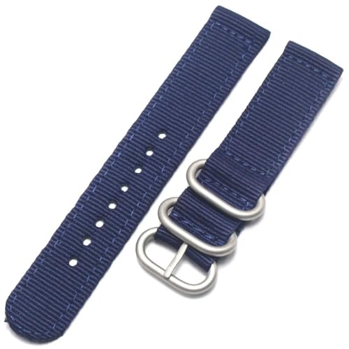 BOLEXA nato strap Nylon Armband 18mm 20mm 22mm 24mm 6 Farben Frauen Männer Fashione Sport Leinwand Uhr Bnad strap Silber Schwarz Schnalle Armband Nylon Uhrenarmbänder (Color : Blue silver buckle, Si von BOLEXA