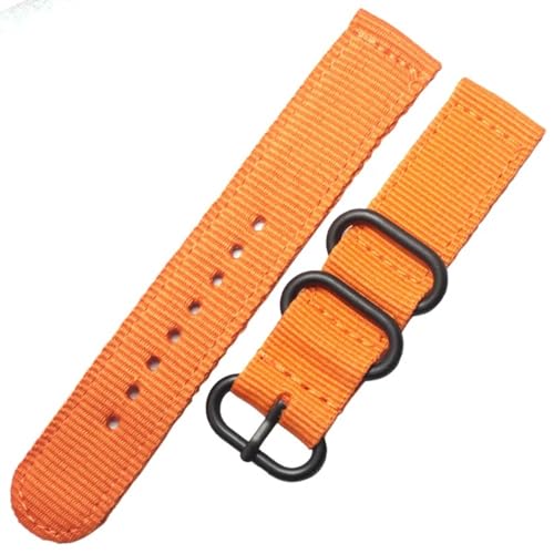 BOLEXA nato strap Nylon Armband 18mm 20mm 22mm 24mm 6 Farben Frauen Männer Fashione Sport Leinwand Uhr Bnad strap Silber Schwarz Schnalle Armband Nylon Uhrenarmbänder (Color : Orange black buckle, S von BOLEXA