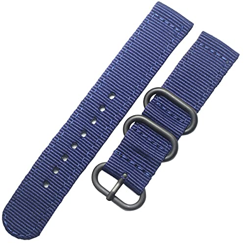 BOLEXA nato strap Nylon-Uhrenarmband, 18 mm, 20 mm, 22 mm, 24 mm, Nylon-Ersatz-Uhrenarmband, Sportarmband, Edelstahl-Schnalle Nylon Uhrenarmbänder (Color : Blue black buckle, Size : 24mm) von BOLEXA