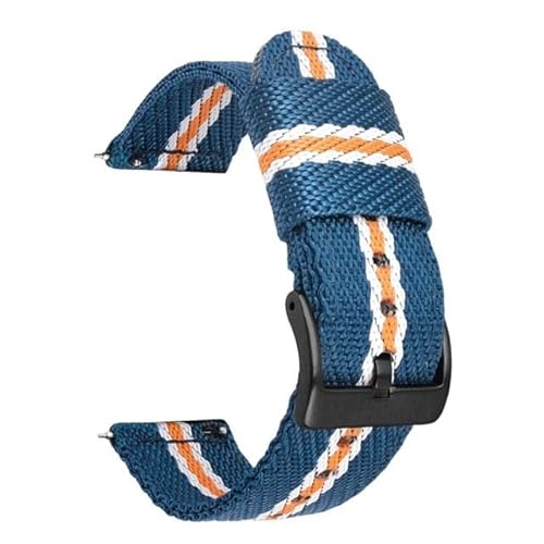 BOLEXA nato strap Nylonband 18MM 20MM 22MM 24MM Schnellverschluss-Armband Ersatz-Uhrenarmbänder for Männer und Frauen Nylon Uhrenarmbänder (Color : Blue white-black, Size : 22mm) von BOLEXA