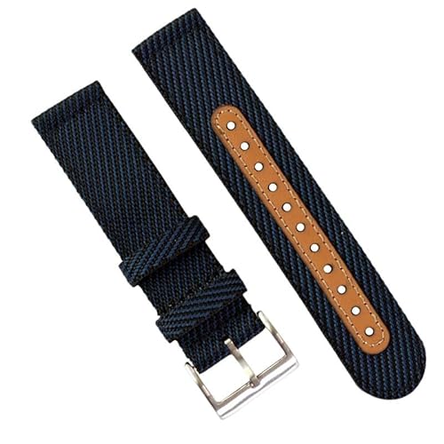 BOLEXA nato strap Universal Nylon Handgelenk Riemen Uhren Männer Frauen 18/20/22mm Nylon Leder Gewebt Uhr Strap Quick Release armband Nylon Uhrenarmbänder (Color : Black blue silver, Size : 22mm) von BOLEXA