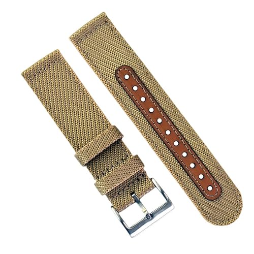 BOLEXA nato strap Universal Nylon Handgelenk Riemen Uhren Männer Frauen 18/20/22mm Nylon Leder Gewebt Uhr Strap Quick Release armband Nylon Uhrenarmbänder (Color : Khaki silver, Size : 20mm) von BOLEXA