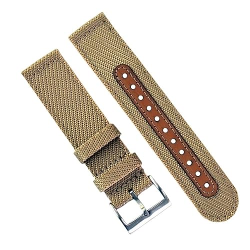 BOLEXA nato strap Universal Nylon Woven Handgelenk Strap Uhren Männer Frauen Leder Armband 18/20/22mm Quick Release Armband Nylon Uhrenarmbänder (Color : Khaki silver, Size : 18mm) von BOLEXA