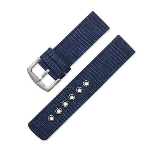 BOLEXA nato strap Universelles Canvas-Nylon-Uhrenarmband, universelles Schnellverschluss-Armband, 18, 20, 22, 24 mm, Armband-Zubehör Nylon Uhrenarmbänder (Color : Blau, Size : 22mm) von BOLEXA