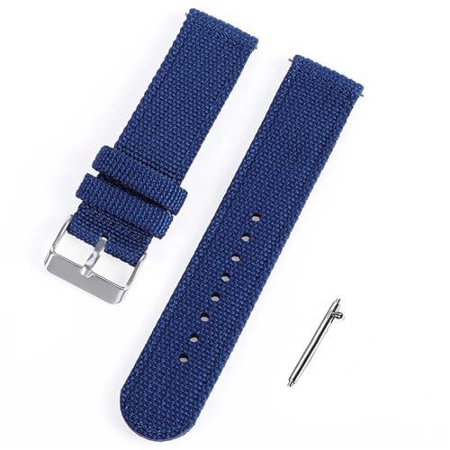 BOLEXA nato strap Universelles Nylon-Armband, geflochtenes Segeltuch, Schnellverschluss-Armband, Sportarmband, 18, 20, 22 mm, Studentengurte Nylon Uhrenarmbänder (Color : Blue silver, Size : 18mm) von BOLEXA